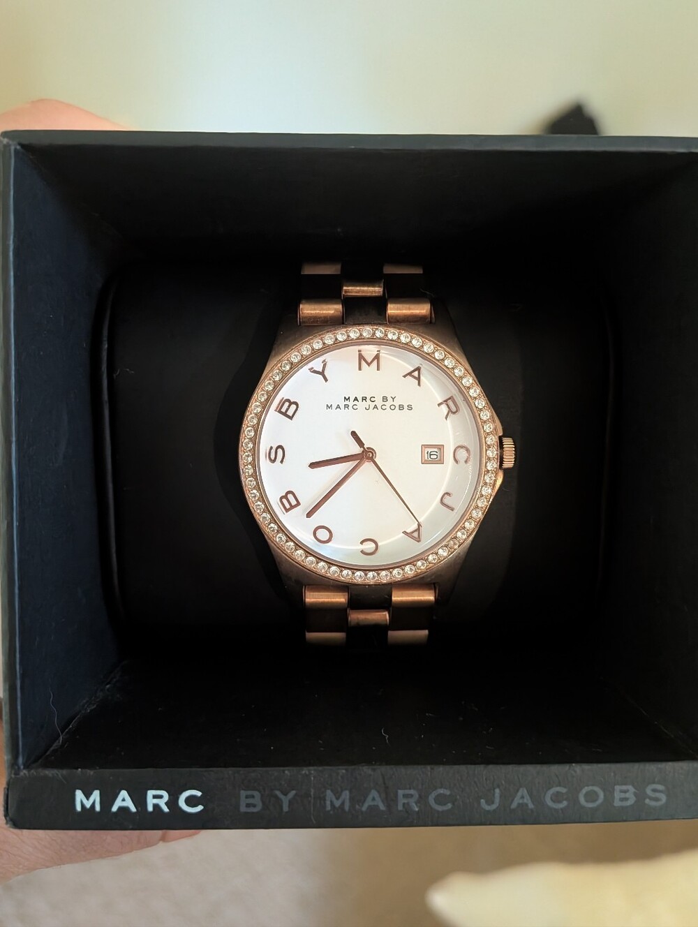 MARC JACOBS HENRY ROSE GOLD TONE,CRYSTALS,S/STEEL BRACELET WATCH MBM3079
